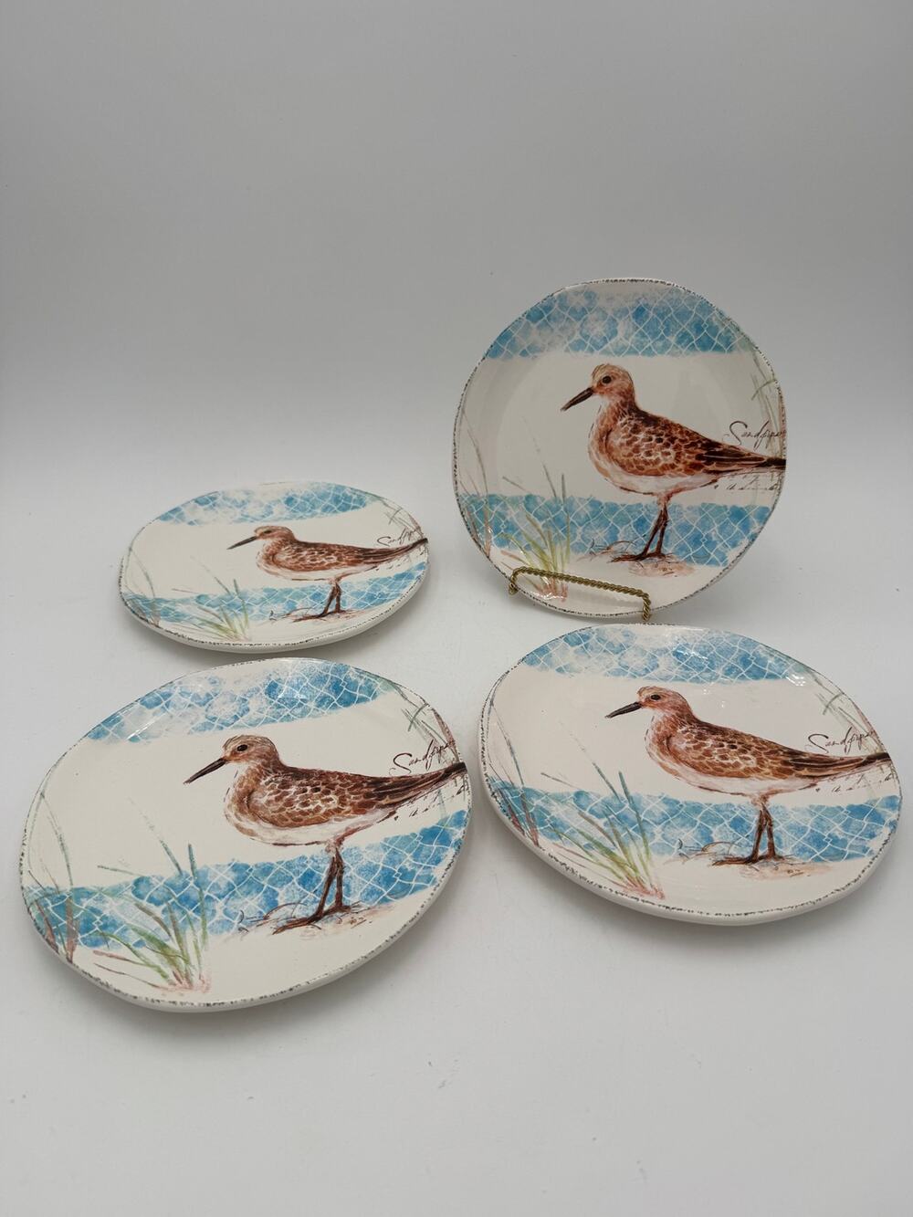 Pier One Salad Plates Sandpiper 7.75" Set of 4